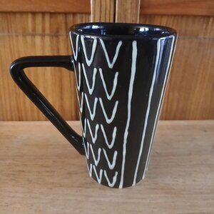 Pacific Rim NATIVE Mug Black w/Raised Tan Native Design Made Philippines 5 3/4"